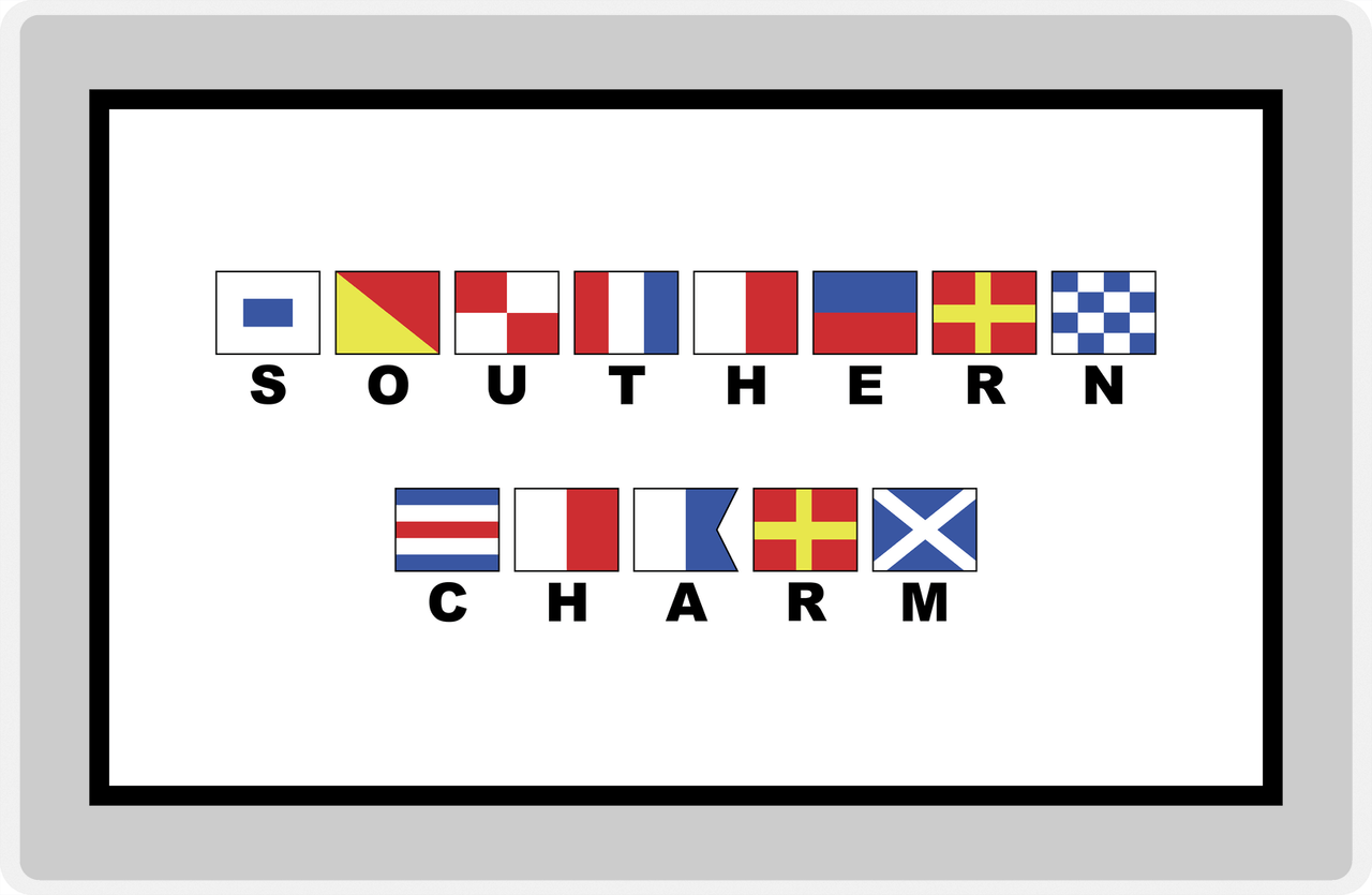 Personalized Nautical Flags Placemat - Grey and Black - Flags with Large Letters -  View