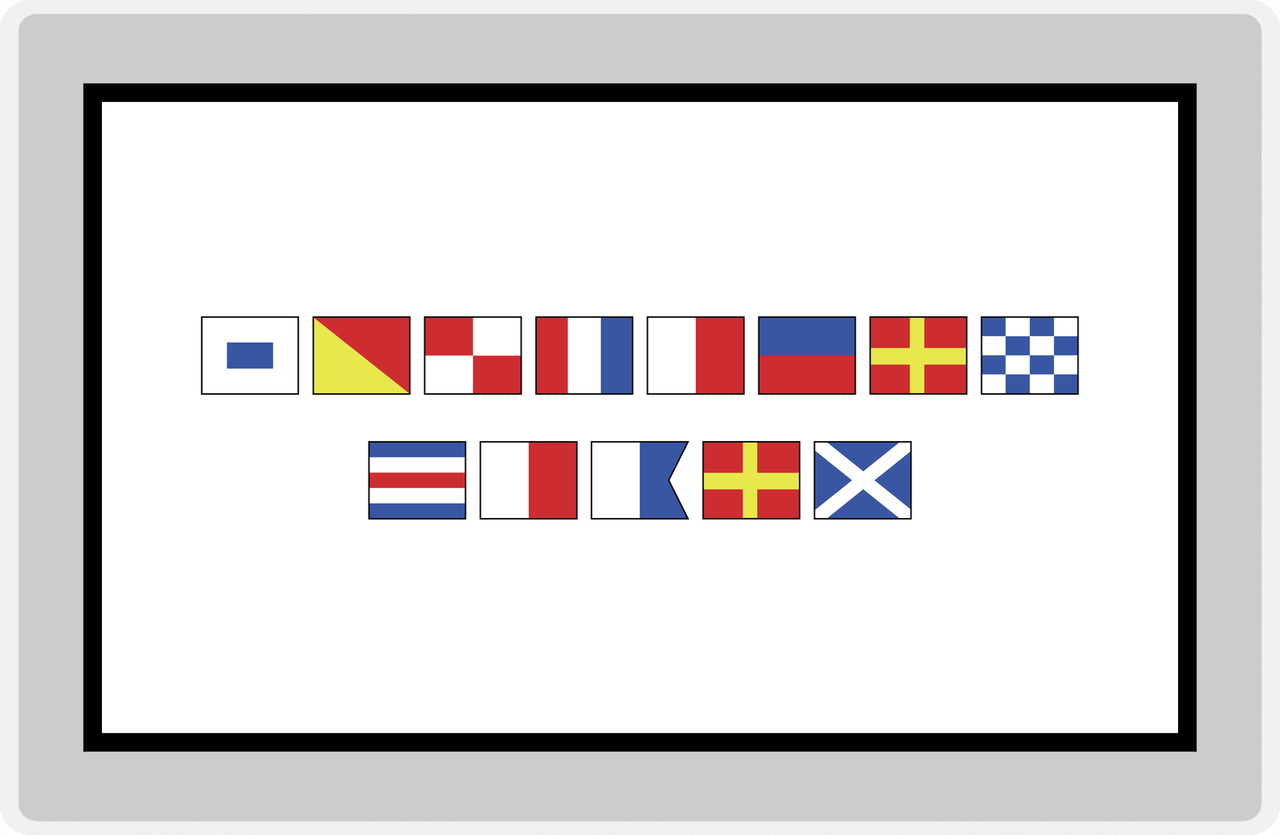 Personalized Nautical Flags Placemat - Grey and Black - Flags without Letters -  View