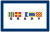 Thumbnail for Personalized Nautical Flags Placemat - Navy and Blue - Flags with Large Letters -  View