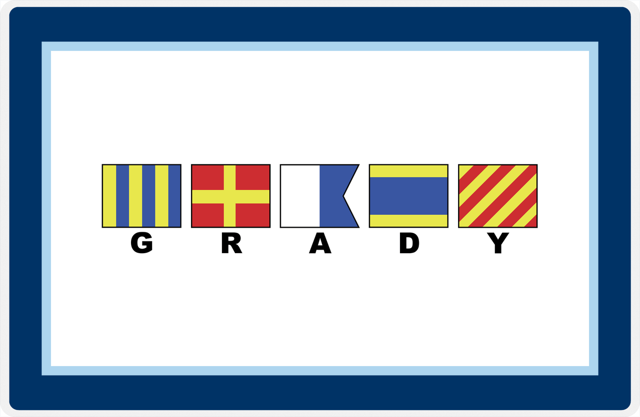 Personalized Nautical Flags Placemat - Navy and Blue - Flags with Small Letters -  View