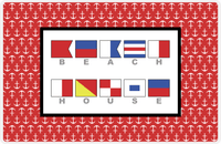 Thumbnail for Personalized Nautical Flags Placemat with Anchors - Red and Black - Flags with Grey Letters -  View