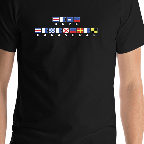Personalized Nautical Flags T-Shirt - Black - Shirt Close-Up View