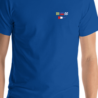 Thumbnail for Personalized Nautical Flags T-Shirt - Royal Blue - Small Logo-Area Text - Shirt Close-Up View