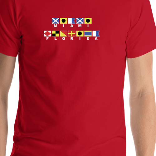 Personalized Nautical Flags T-Shirt - Red - Shirt Close-Up View