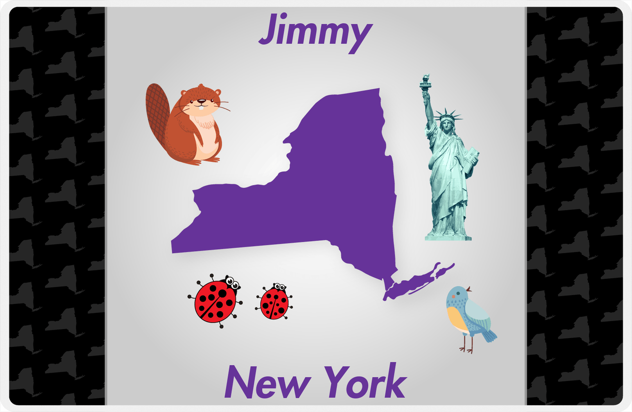 Personalized New York Placemat - Grey Background -  View