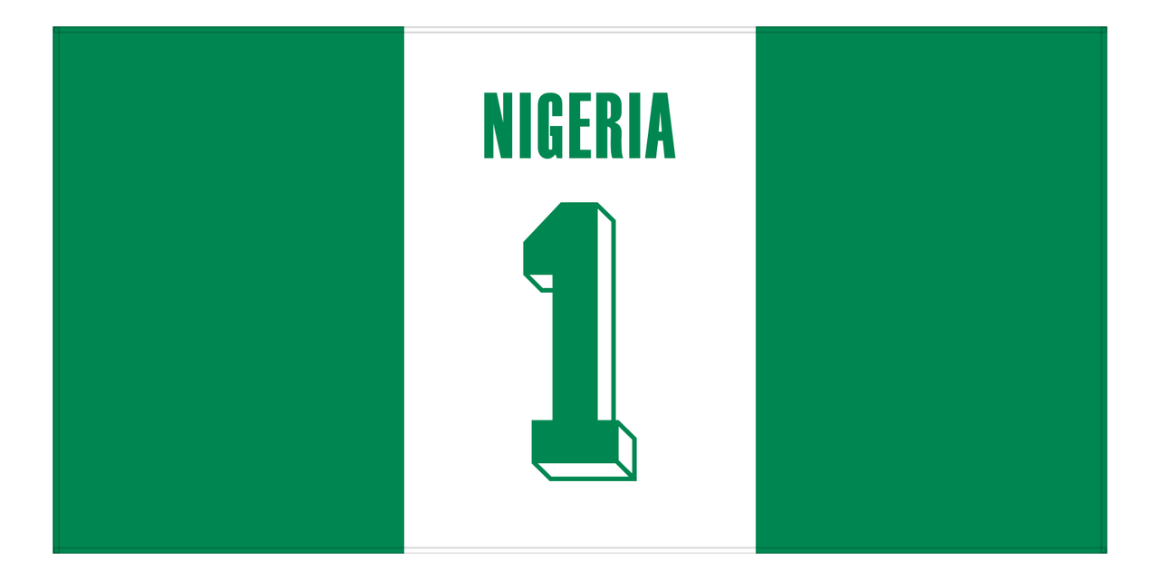 Personalized Nigeria Jersey Number Beach Towel - Front View