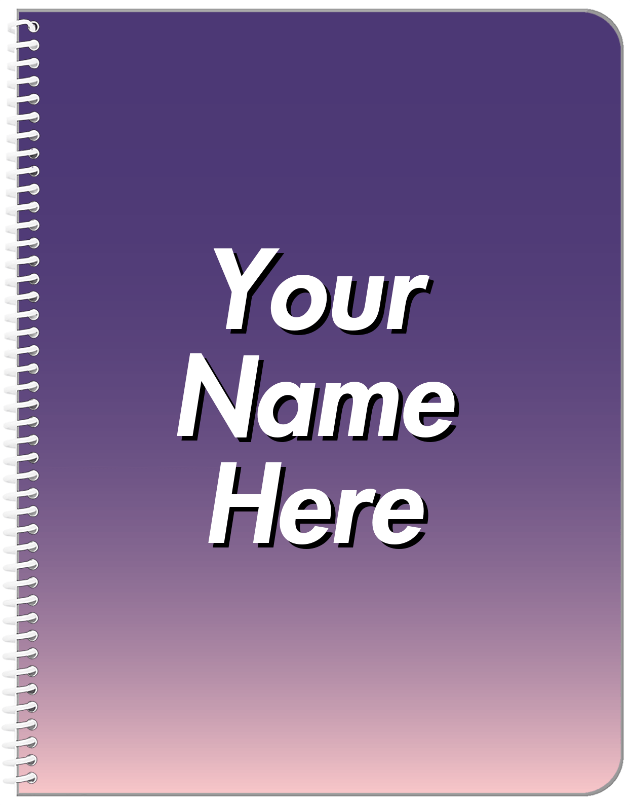 Personalized Ombre Notebook - Purple and Pink - Front View