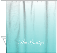 Thumbnail for Personalized Ombre Shower Curtain - Teal and White - With Default Text - Ombre I - Hanging View