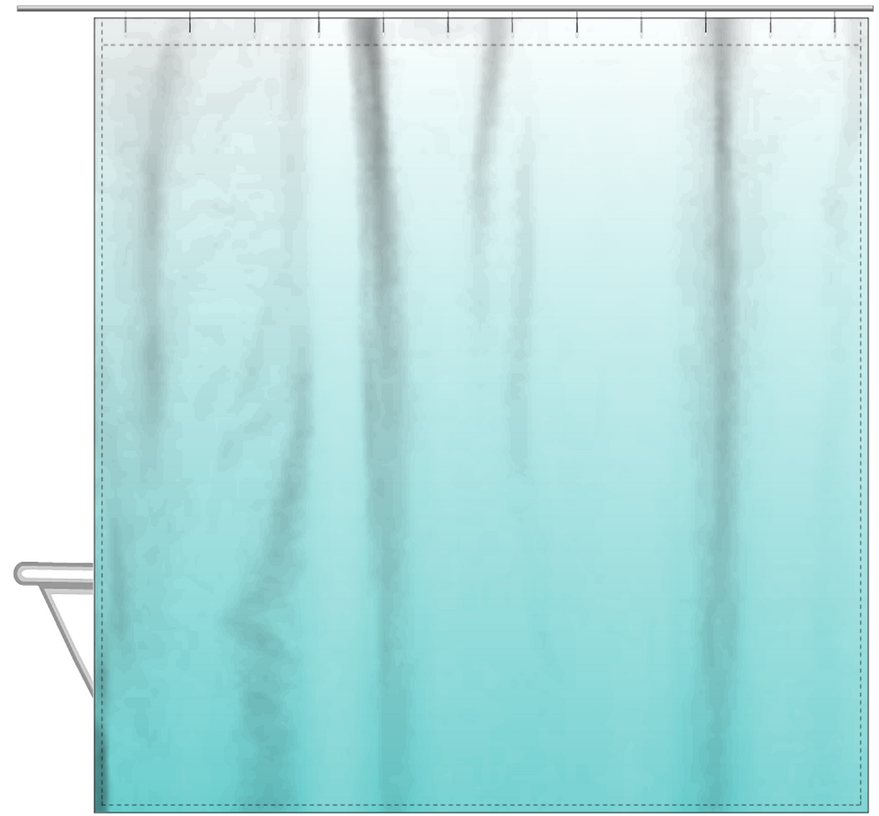 Personalized Ombre Shower Curtain - Teal and White - No Default Text - Ombre I - Hanging View