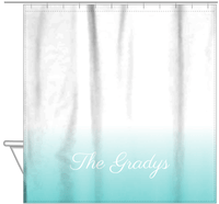 Thumbnail for Personalized Ombre Shower Curtain - Teal and White - With Default Text - Ombre III - Hanging View