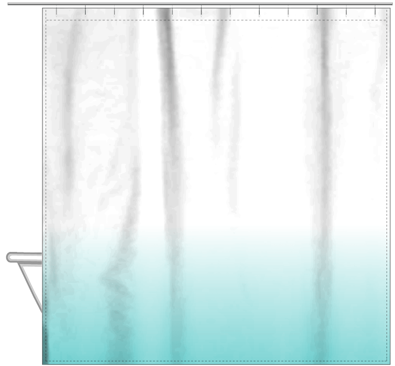 Personalized Ombre Shower Curtain - Teal and White - No Default Text - Ombre III - Hanging View