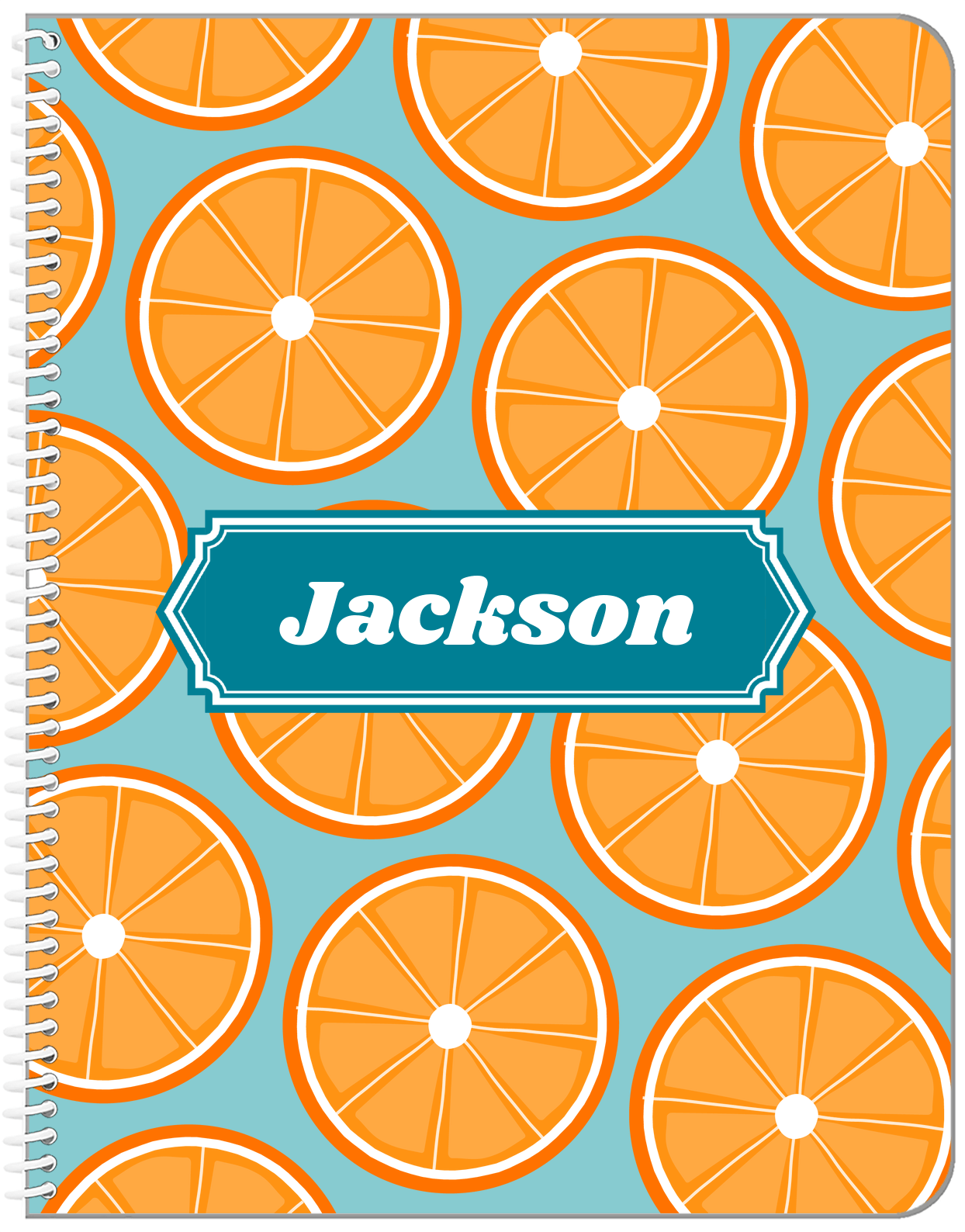 Personalized Oranges Notebook - Decorative Rectangle Nameplate - Front View