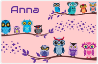 Thumbnail for Personalized Owl Placemat - All Owls I - Owl 03 - Pink Background with Purple Owl -  View