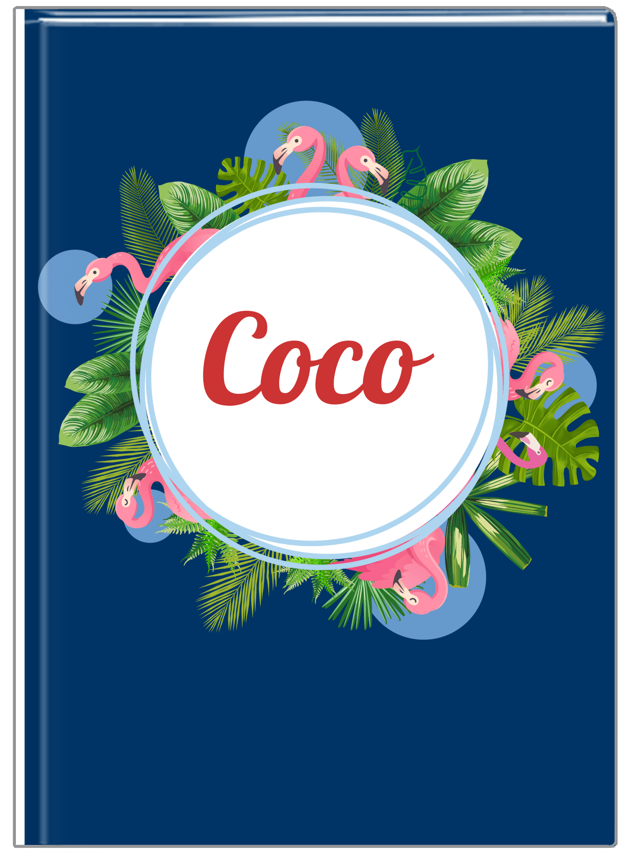 Personalized Palm Fronds Journal - Flamingos - Front View