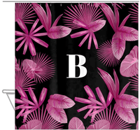 Thumbnail for Personalized Palm Fronds Shower Curtain - Black Background - Hanging View