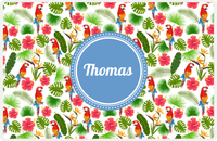 Thumbnail for Personalized Palm Fronds Placemat III - Macaw Pattern - Circle Nameplate -  View