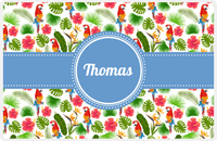 Thumbnail for Personalized Palm Fronds Placemat III - Macaw Pattern - Circle Ribbon Nameplate -  View