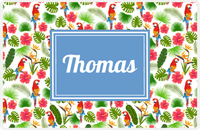Thumbnail for Personalized Palm Fronds Placemat III - Macaw Pattern - Rectangle Nameplate -  View