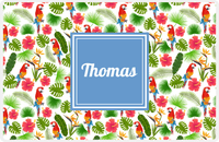Thumbnail for Personalized Palm Fronds Placemat III - Macaw Pattern - Square Nameplate -  View