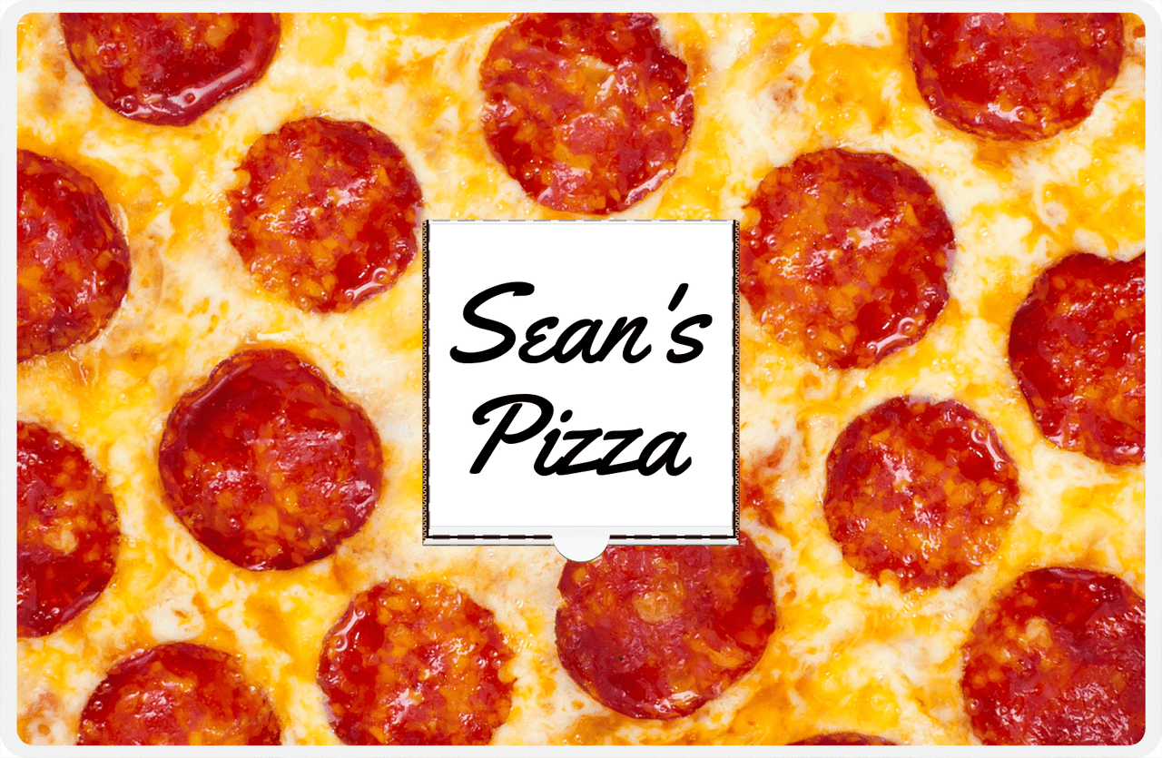 Personalized Pepperoni Pizza Placemat - White Pizza Box -  View