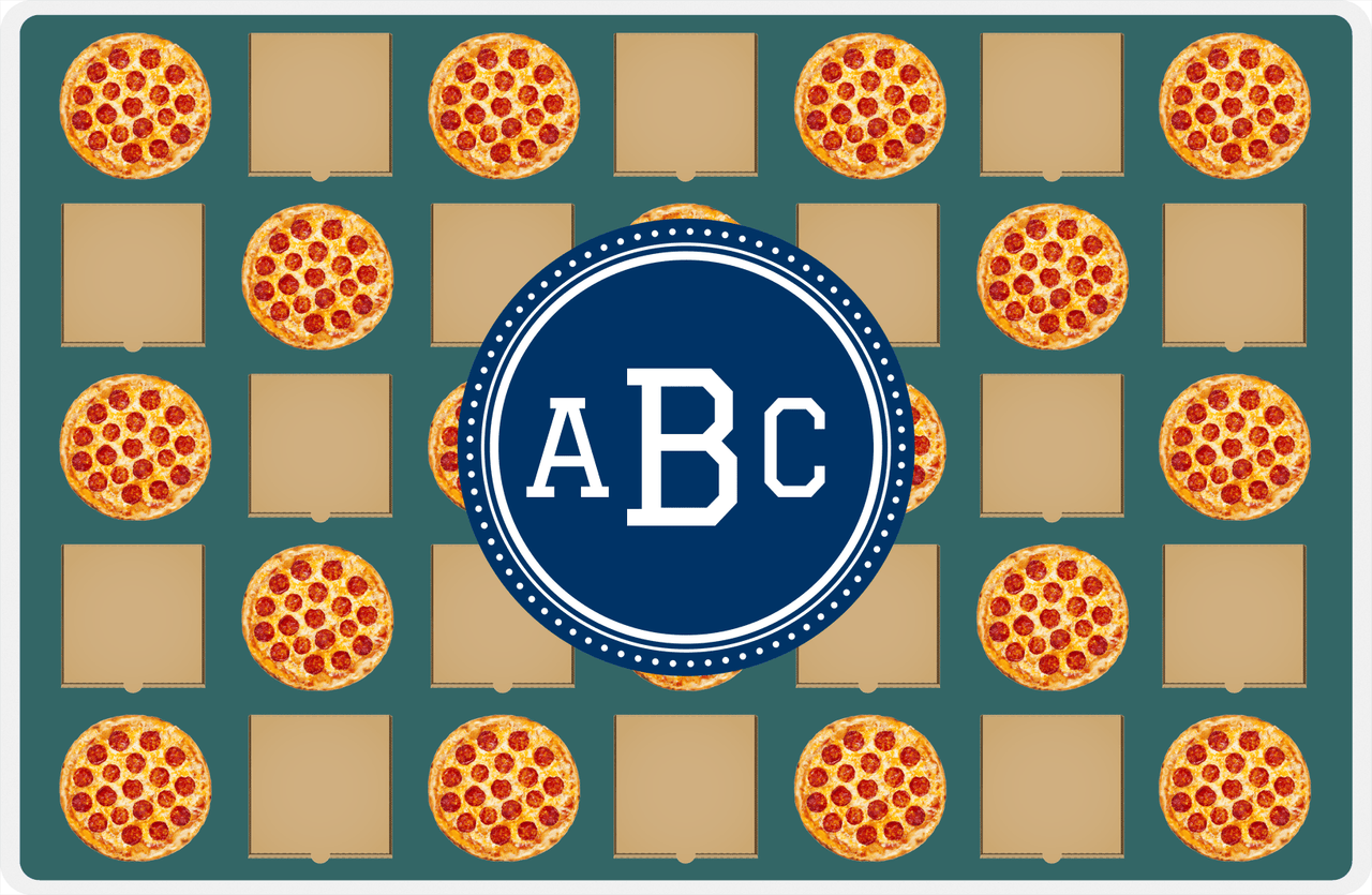Personalized Pepperoni Pizza Placemat II - Circle Nameplate -  View