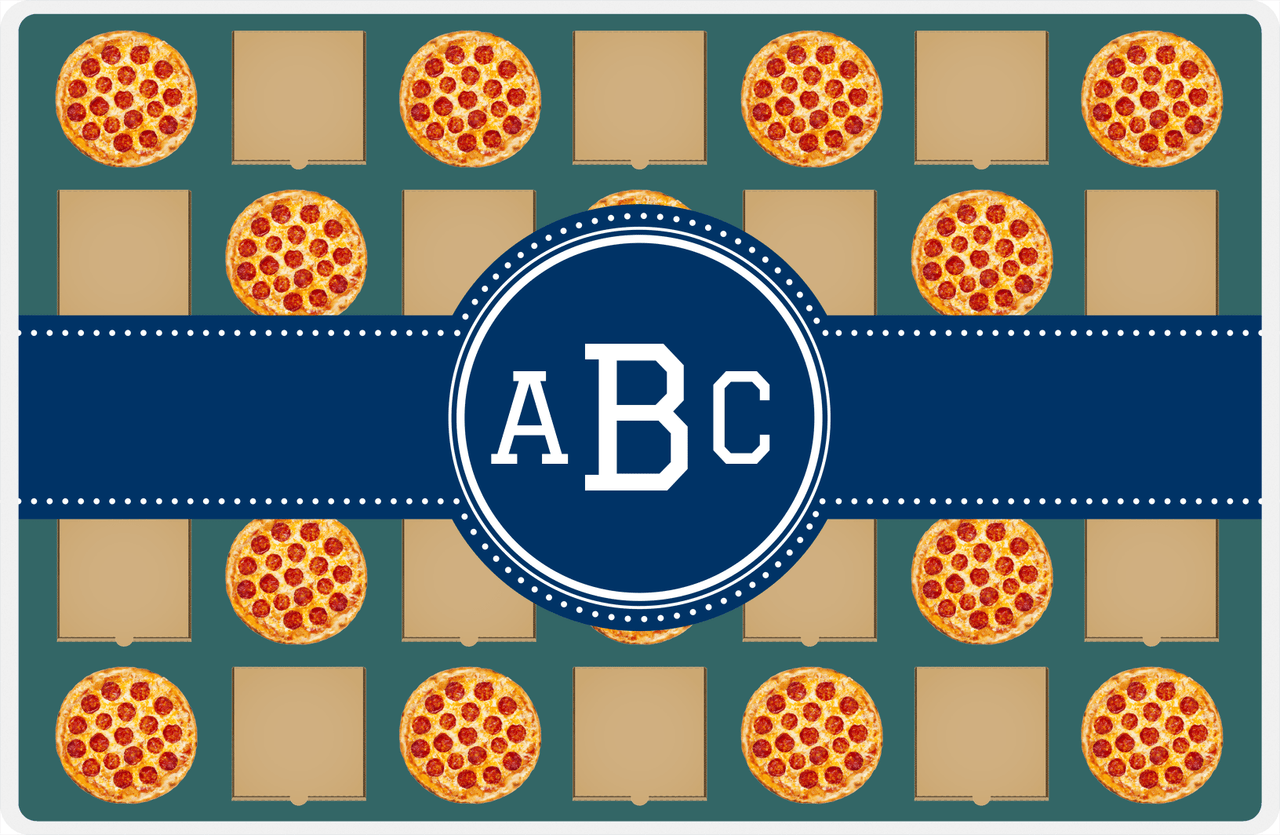 Personalized Pepperoni Pizza Placemat II - Circle Ribbon Nameplate -  View