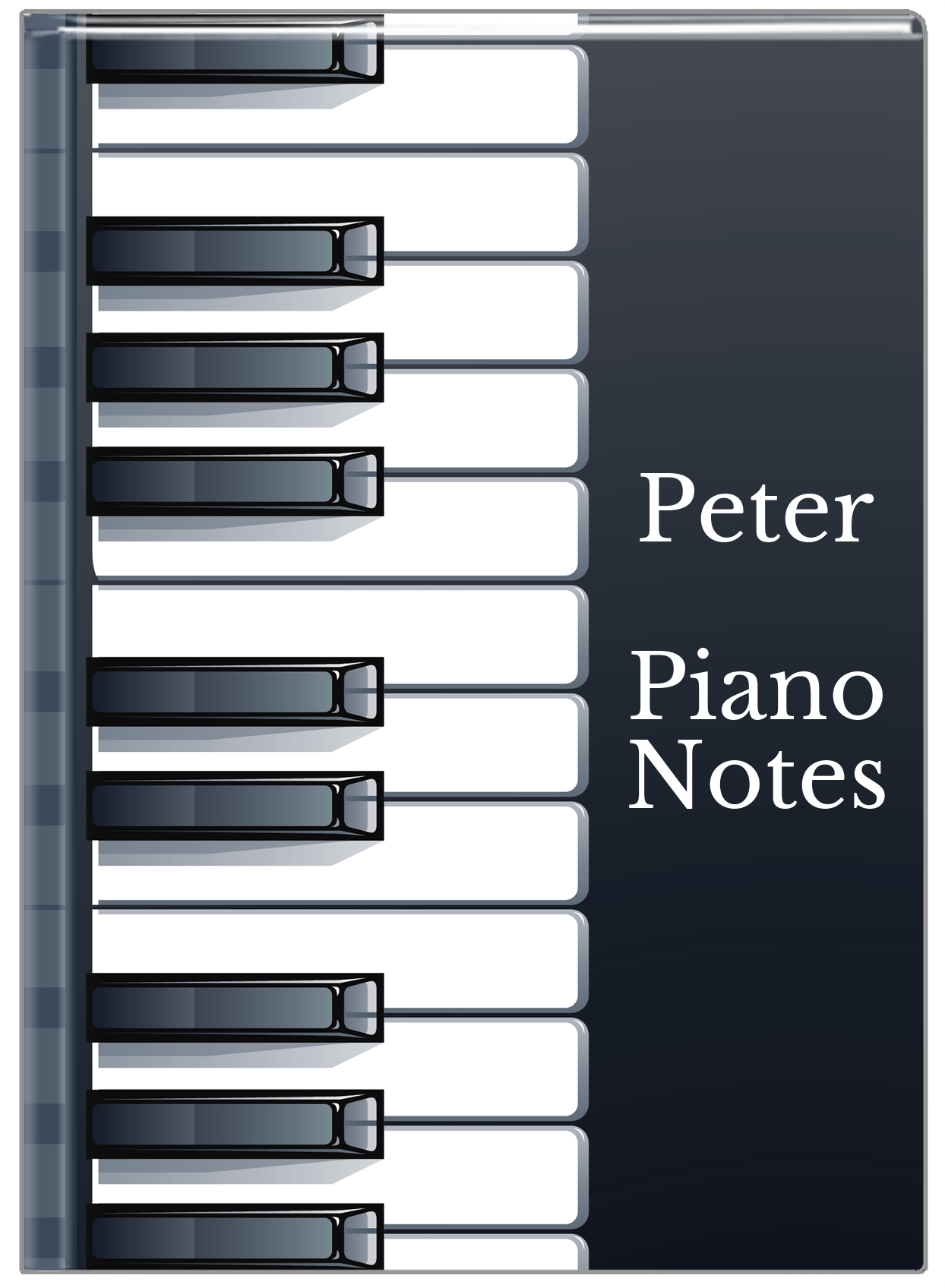 Personalized Piano Keys Journal - Black Background I - Front View