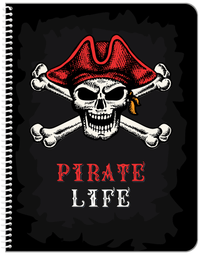 Thumbnail for Personalized Pirates Notebook - Black Background - Front View