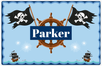 Thumbnail for Personalized Pirate Placemat - Ocean Ships - Blue Nameplate -  View