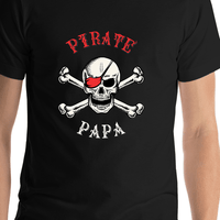 Thumbnail for Personalized Pirates T-Shirt - Black - Crossbones - Shirt Close-Up View