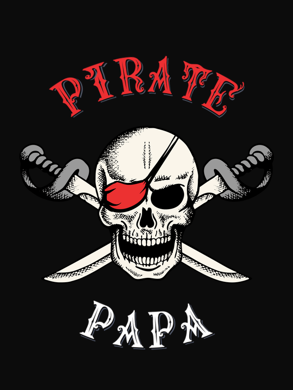 Personalized Pirates T-Shirt - Black - Swords Down - Decorate View