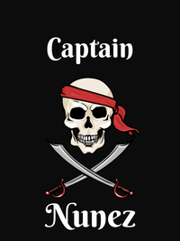 Thumbnail for Personalized Pirate T-Shirt - Black - Swords & Half Bandana - Decorate View