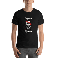 Thumbnail for Personalized Pirate T-Shirt - Black - Swords & Half Bandana - Shirt View