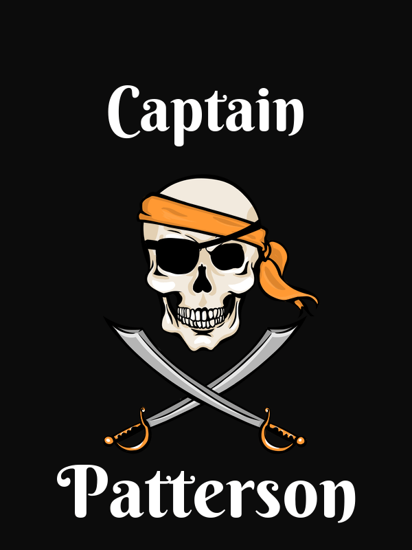 Personalized Pirate T-Shirt - Black - Swords, Half Bandana, & Eyepatch - Decorate View