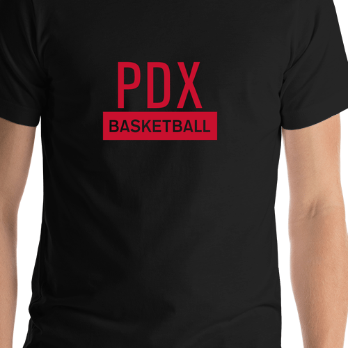 Portland Basketball T-Shirt - Black - Shirt Close-Up View