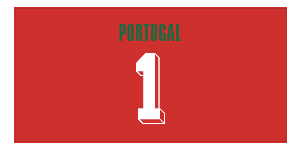Personalized Portugal Jersey Number Beach Towel - Red - Front View