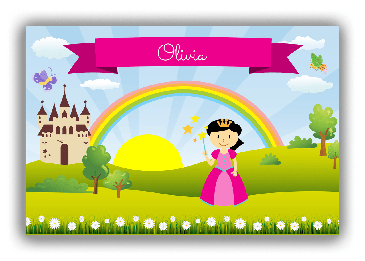 Personalized Princess Canvas Wrap & Photo Print III - Blue Background - Asian Princess - Front View