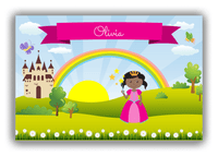 Thumbnail for Personalized Princess Canvas Wrap & Photo Print III - Blue Background - Black Princess I - Front View