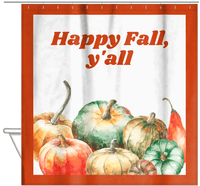 Thumbnail for Personalized Pumpkin Shower Curtain - White Background - Pumpkins with Frame II - Hanging View