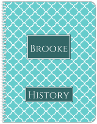 Thumbnail for Personalized Quatrefoil Notebook - Teal and White - Rectangle Nameplate - Front View
