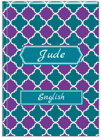 Thumbnail for Personalized Quatrefoil Journal - Purple and Teal - Decorative Rectangle Nameplate - Front View