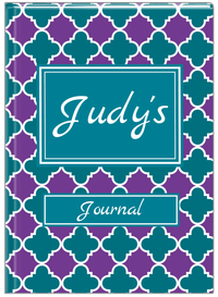 Thumbnail for Personalized Quatrefoil Journal - Purple and Teal - Rectangle Nameplate - Front View