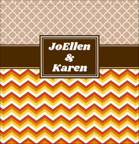 Thumbnail for Personalized Quatrefoil and Chevron IV Shower Curtain - Brown and Orange - Rectangle Nameplate - Decorate View