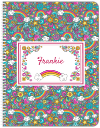 Thumbnail for Personalized Rainbows Notebook II - Flower Power - Dark Teal Background - Front View
