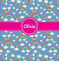 Thumbnail for Personalized Rainbows Shower Curtain I - Circle Ribbon Nameplate - Decorate View