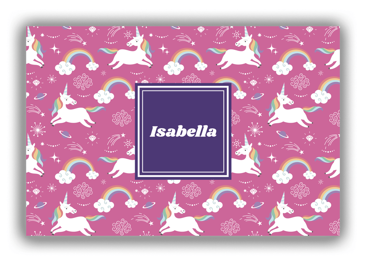 Personalized Rainbow Canvas Wrap & Photo Print III - Unicorns - Square Nameplate - Front View