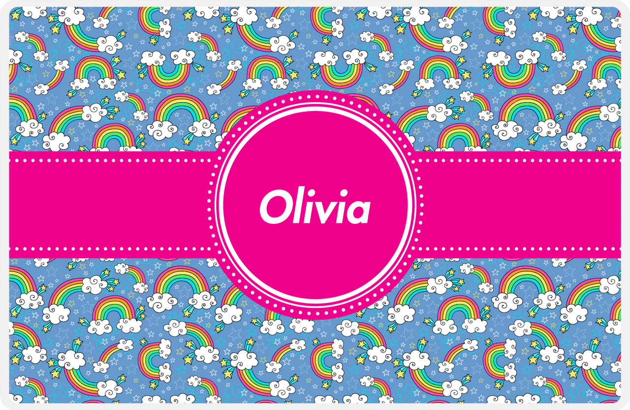 Personalized Rainbow Placemat I - Circle Ribbon Nameplate -  View