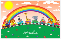 Thumbnail for Personalized Rainbow Placemat V - Animal Train - Blonde Girl -  View