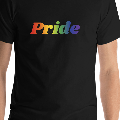Personalized Rainbow Text T-Shirt - Black - Shirt Close-Up View