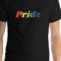 Thumbnail for Personalized Rainbow Text T-Shirt - Black - Shirt Close-Up View